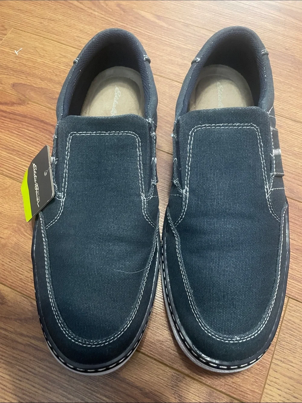 Eddie Bauer Men's Slip-On Canvas Shoes - Navy with White Stitching